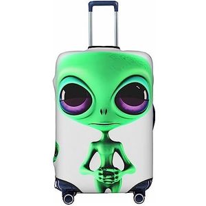 TOMPPY Groene buitenaardse bedrukte bagagehoes elastische wasbare kofferhoes anti-kras kofferbeschermer geschikt voor 45-32 cm bagage, Zwart, S