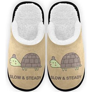 Mannen Vrouwen Slippers Leuke Schildpad Kruipen Pluche Voering Comfort Warm Koraal Fleece Dames Huis Schoenen Voor Indoor Outdoor Spa