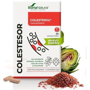 Soria Natural COLESTESOR - Rode Rijstgist met co-enzym Q10, Artisjok Extract, Polycosanol, Natuurlijk Voedingssupplement om Cholesterol en Triglyceriden, 30 Tabletten, 800 mg
