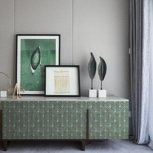 Kleverige achterkant Plastic Groen Goud Geometrie Keuken Wallpapers Slaapkamer Peel en Stok Waterdicht Kleverige Terug Plastic Roll Meubels Werkblad Vinyl Behang Art Deco Zelfklevend Behang 40x100 cm