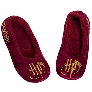 Harry Potter Pantoffels voor vrouwen, meisjes, tieners, Hogwarts Slip On Ballet Pomp Slipper Sokken, Bordeaux, 41 EU