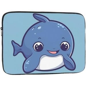 Laptop Sleeve 12 inch Kleine Blauwe Walvis Cartoon Dier Print Laptop Case Aktetas Cover Slanke Laptop Tas Shockproof Laptop Beschermhoes voor Reizen Werk