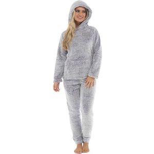Slumber Hut® Fleece damespyjama Twosie - nieuwigheid zwarte prosecco of grijze weekendgin - loungewear damespyjama met belichaamde slogan - fluwelen zachte flanellen pyjama's - maat UK 8 10 12 14 16