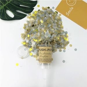 Feestdecoraties 1 stuk ronde push-up confetti poppers voor bruiloft verjaardag verjaardag vrijgezellenfeest confetti decoraties (kleur: 15 goud taupe)