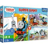 Trefl Primo - Thomas & Friends, Thomas Speelt - 3 in 1: Puzzel met 15 Extra Grote Stukjes, Kleurboek, Kleurspel, Puzzels met Tom & Friends Sprookjesfiguren, voor Kinderen vanaf 2 jaar.