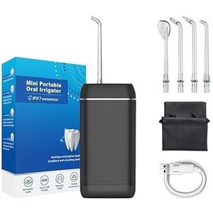 Draagbare waterflosser Mini draadloze monddouche Tandenreiniger Pick Telescopische tank 3 modi Waterdicht (Color : Black)