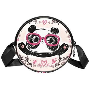 Messenger Bag Leuke Cartoon Panda Bril Crossbody Tas voor Vrouwen Rond, Meerkleurig, 6.7x6.7x2.3 in, Sling Rugzakken