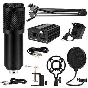 Geluidskaartset, Condensatormicrofoon met ophanging, schaararm, cardioïde microfoon met V8-geluidskaart for het opnemen van zang(US 5)