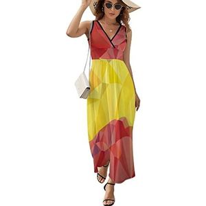 Lage Poly Spanje vlag dames lange jurk mouwloze maxi-jurk zonnejurk strand feestjurken avondjurken XL