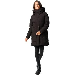 MARIKOO B987 Winterjas voor dames, gewatteerd, gewatteerd, lang, warm, met capuchon, zwart, XXL