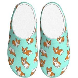 GUOLGP Corgi Leuke hondenprint leuke wasbare huispantoffels met TPR-zool unisex indoor outdoor reisschoenen, Zwart, 37.5 EU