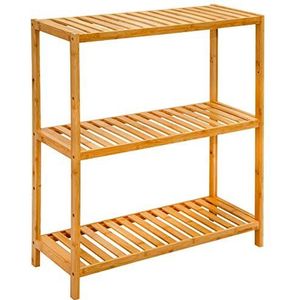 DuneDesign Bamboe Schoenenrek - 60 cm breed - 69x60x26 Houten Plank Badkamer Keuken Hal Schoenenkast