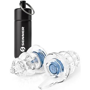 Senner ® MusicPro Soft | Gehoorbescherming voor Concerten, Muziek, Disco, Festivals - Extra Zachte Oordopjes, Blauw/Transparant - met Aluminium Opbergdoosje
