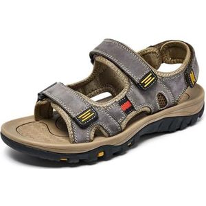 Mode Mannen Ademend Backpacken Wandelsandalen, Klassiekers Open Toe Sandalen, Grote Maat Outdoor Sport Strandschoenen, Grijs, 45 EU