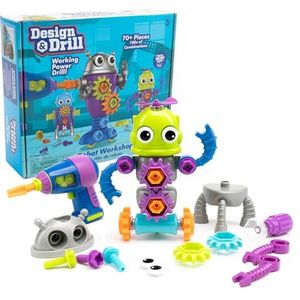 Learning Resources EI-4177 Design & Drill Workshop, robot 3 jaar oude jongens en meisjes, mint, speelgoed om uit elkaar te halen met werkende kinderboor, Multi