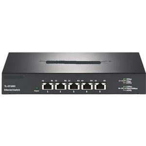 SOEWGAIJI Ethernet-switch 10G met 5 poorten Netwerkschakelaar 10000M RJ45 Netwerk Hub Plug and Play Internet Splitter TL-ST1005 (Kleur: EU Adapter)