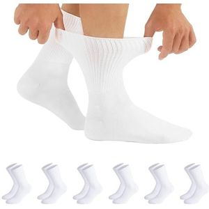 CALZITALY, PACK 3/6 PAIRS Diabetische Sokken, Unisex Sokken voor Gezwollen Benen, Loose Fit Sokken | Zwart, Wit| Made in Italy, 6 Paar - Wit, 36-38 EU