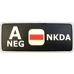 Eerste Hulp Patch PVC A Negatief Patch [Zwart en Wit Glow in het Donker] compatibel met Velcro PVC Patches,Plate Carrier Patches voor Rugzakken,Ifak Patch,A Neg Patch,Eerste Hulp Kit Patch Bloedgroep