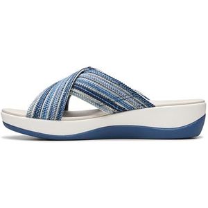 Clarks Arla Wave Slide Sandaal voor dames, Blauwe Combi, 41 EU