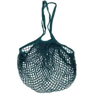 MZPOZB Draagbare Katoenen Mesh Tas 3Pcs Draagbare Herbruikbare Boodschappentassen Voor Fruit Groente Opbergtas Katoen Mesh String Handtas Lange Handvat Netto Tote Mesh Zakken, Donkergroen, Long handle