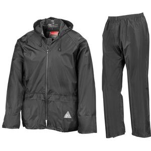 Result Heren Heavyweight waterdichte jas & broek set regenjas, zwart - zwart, M