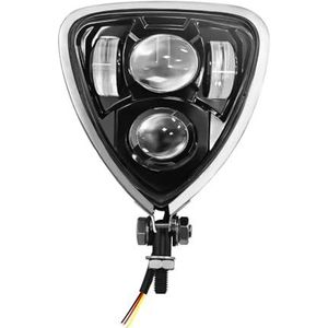 Led-koplamp voor motorfiets Motorfiets LED-koplamp Verbeterde Grootlicht-dimlichtkoplamp Driehoekige Lamp Met Bodembevestiging Voor Chopper Voor Bobber Motorfiets koplamp(HL-1143-BLACK)