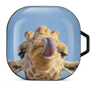 Giraffe hoofd met grappige tong oordopjes hoesje compatibel met Samsung hard shell beschermhoes zwart stijl