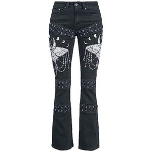 Gothicana by EMP Vrouwen Zwarte jeans met uitgebreide prints en vetersluiting W29L32