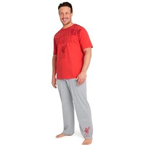 Liverpool F.C. Herenpyjama Set Nachtkleding T-shirt en broek PJs Loungeset voor heren Tieners S-3XL Cadeaus voor heren (3XL, rood/grijs)