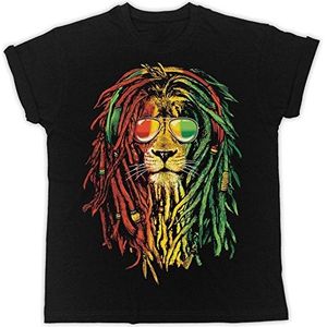 London Rainbow Notting Hill Rasta Reggae Lion Funny Gift Designer Unisex T-shirt, Zwart, XL