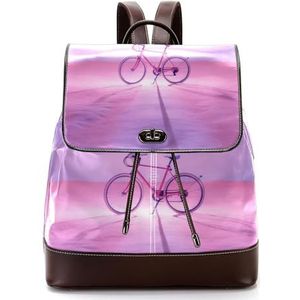 GIAPB Reisrugzak voor vrouwen, Rugzak voor mannen, PU-leer, fiets roze sport, P23mk7qtxgl, 27x12.3x32 cm/10.5x5x12.5 in, Reizen Rugzakken