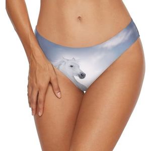 Vrouwen Badmode Bikini Bottom Dier Wit Paard Zwembodem Zwembroek voor Meisjes Vrouwen, Meerkleurig, L