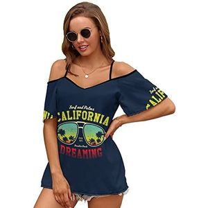 California Surfer Tee Grafische Vrouwen Blouse Koude Schouder Korte Mouw Jurk Tops T-shirts Casual Tee Shirt 2XL