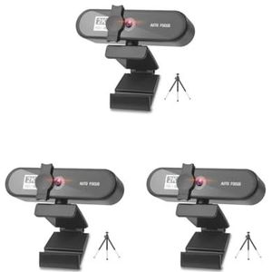 Mealoodiousmusea 3 set Computer Webcam Auto-focusing HD USB Online Verstelbare PC Camera met Microfoon Bedrade Vervanging Externe Web Cam Camcorder Zwart 2 K