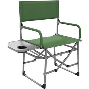 Outsunny Regisseursstoel, opvouwbare campingstoel met zijtafel, bekerhouder, klapstoel met handvat, voor camping, strand, Oxford, groen