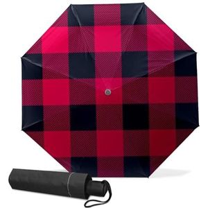 GISPOG Automatische opvouwbare paraplu, geruit patroon, waterdicht, compacte zon- en regenparaplu's voor dames en heren, 1 kleur, Eén maat