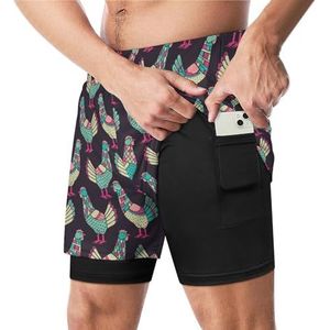 Hanen Kippen Grappige Zwembroek met Compressie Liner & Pocket Voor Mannen Board Zwemmen Sport Shorts