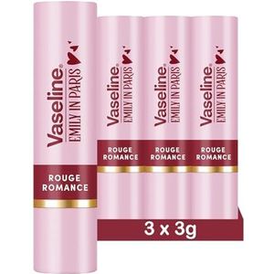 Vaseline x Emily in Paris Rouge Romance | Hydraterende Lippenbalsem | Limited Edition | (3 Pack Rouge Romance)
