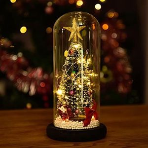 Kerstboom in glazen koepel, kerstboom met led-licht in glazen koepel voor Kerstmis, beste cadeaus voor vriendin, vrouw, meisjes