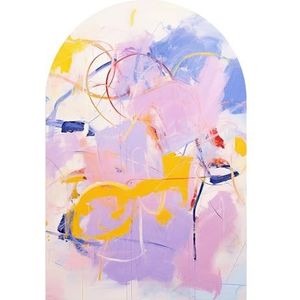 DEQORI Wandbehang, rond, zelfklevend, 100 x 150 cm, lichtheid van textiel, afneembaar, decoratief en vormvast, voor woonkamer, kantoor, hal of kinderkamer