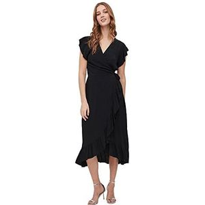 Vila Dames VIFINI WRAP S/S lange jurk - NOOS jurk, zwart, 36