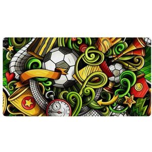 VAPOKF Cartoon voetbal doodle patroon keuken mat, antislip wasbaar vloertapijt, absorberende keuken matten loper tapijten voor keuken, hal, wasruimte