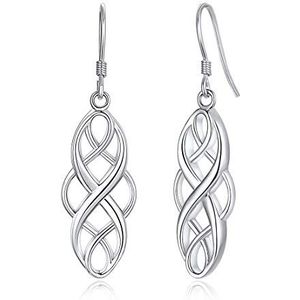 ChicSilver 925 Sterling Zilver Keltische Knoop Oorbellen Voor Vrouwen Goud/Rose Goud Plated Ierse Bescherming Sieraden Hypoallergene Oorbel (met Geschenkdoos), Metaal Zilver, Geen steen