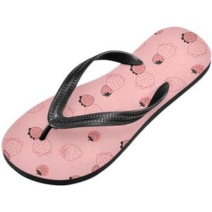 LI ZHI XIN Volwassen Zomer Flip Flops Indoor Outdoor Slippers Huis Schoenen Met PVC Antislip Zool Aardbei Patroon, Meerkleurig, X-Small