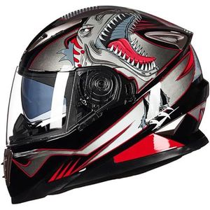 RYDZCLH Unisex Full Face Motorhelm voor Heren Dames Mode Motocross Racing Helm ECE/DOT Goedgekeurde Vier Seizoenen Helmen met Dubbele Vizieren,B,XL