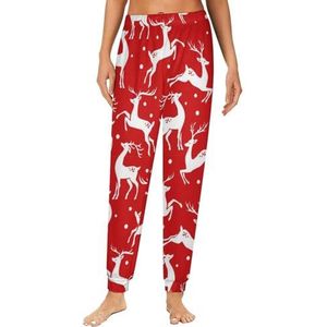 Kerst herten dames pyjama lounge broek elastische tailleband nachtkleding broek print
