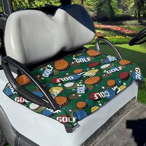 Tomeusey Kleurrijke Golf Print Golfkar Stoelhoes Club Cart Seat Handdoek & Deken voor Golfkar, Sightseeing Autozitkussen, Golfkar Essentials voor 2 Zitplaatsen, Eenvoudig te installeren