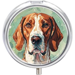 Aquarel Weimar Hound Pillendoos Ronde Draagbare Pillenorganisator Waterdichte Dagelijkse Vitamine Houder Dozen Creatieve 3 Compartimenten Geneeskunde Pil Case voor Portemonnee Of Pocket