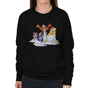 Disney Kerst Winnie The Pooh in The Snow with Friends Dames Sweatshirt Zwart, Zwart