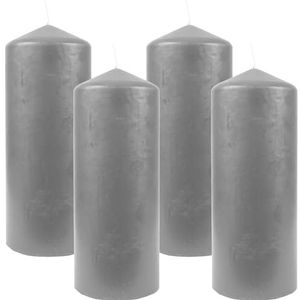 Bestgoodies Waskaarsen (4 stuks) grijze stompkaarsen Ø 6 cm x 13,5 cm - kaars in vele kleuren, lange brandduur - gemaakt in de EU - kaarsen blokkaarsen
